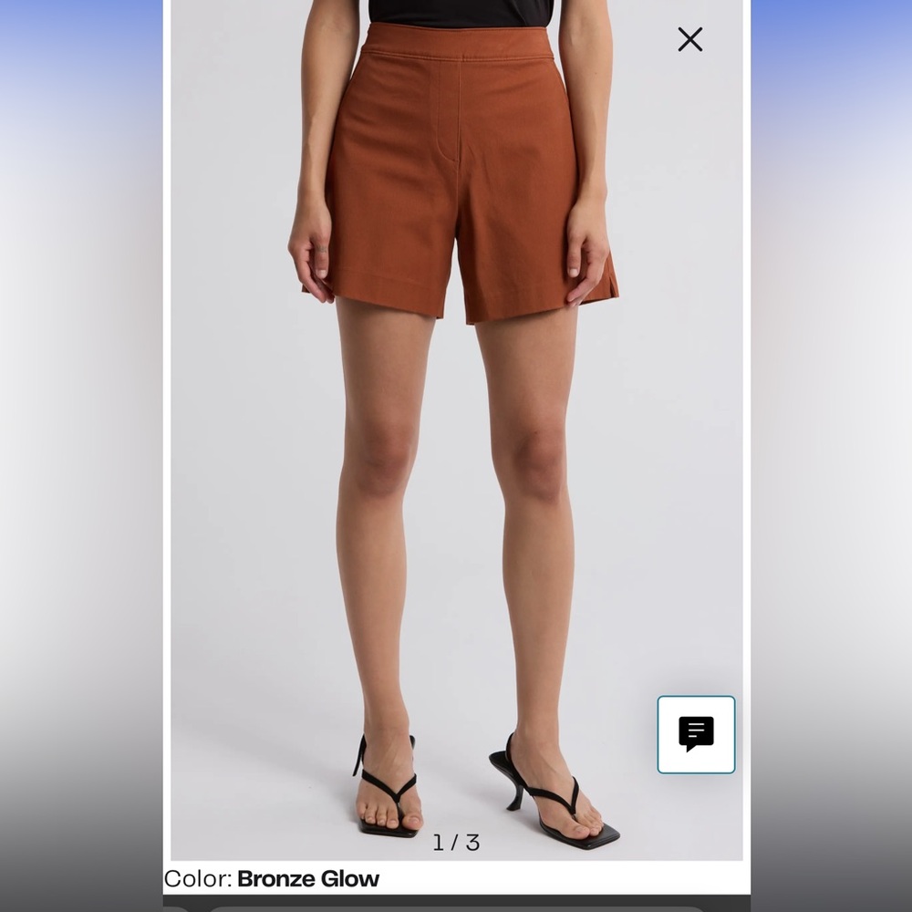 NWT SPANX Twill Stretch 6” Shorts Medium Bronze Glow